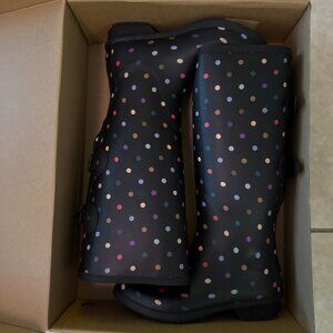 CHOOKA WOMEN'S VERSA RAIN BOOT SIZE 6 BLACK POLKA DOT NEW WITH BOX